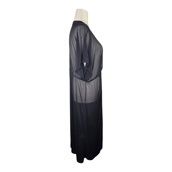 Torrid Black Mesh O-Ring Maxi Swim Coverup Dress 3 Plus Size Sheer Resortwear - Picture 8 of 11
